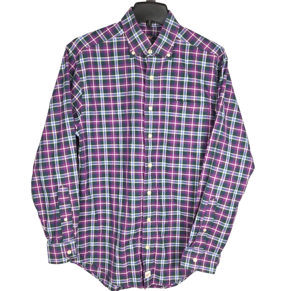 Vineyard Vines Button Down Shirt Men Small Purple Green Plaid Long Sleeve Murray - Picture 2 of 11
